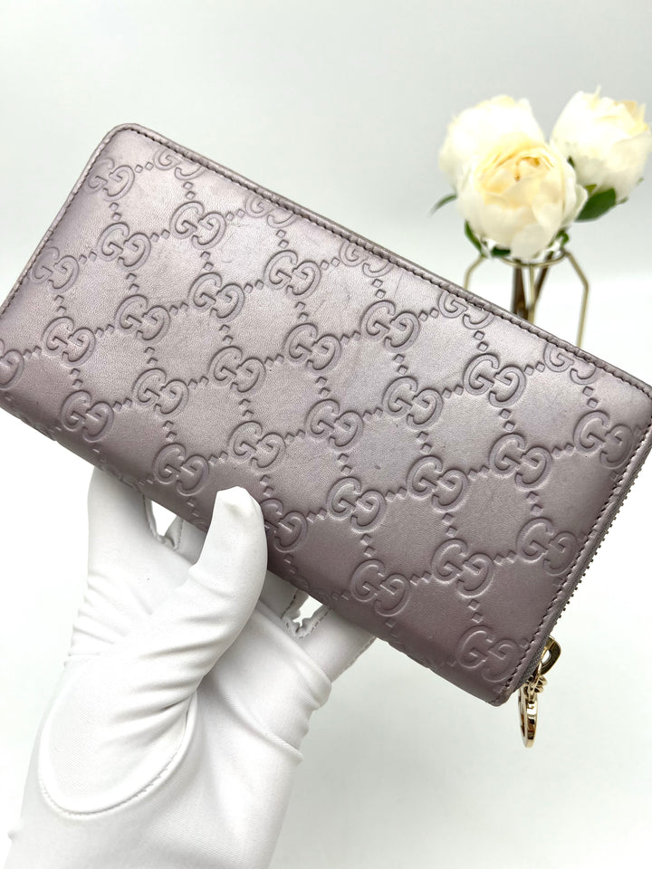 GUCCI METALLIC GUCCISIMA LEATHER WALLET