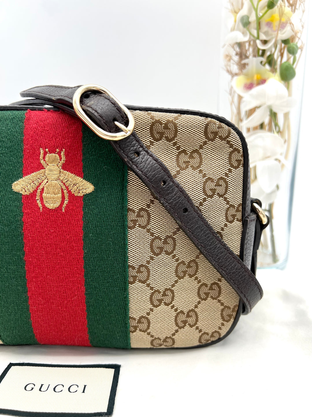 GUCCI OPHIDIA SUPREME CANVAS CAMERA BAG