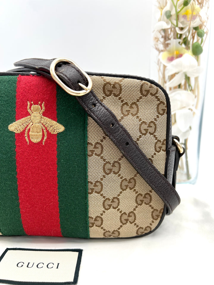 GUCCI OPHIDIA SUPREME CANVAS CAMERA BAG