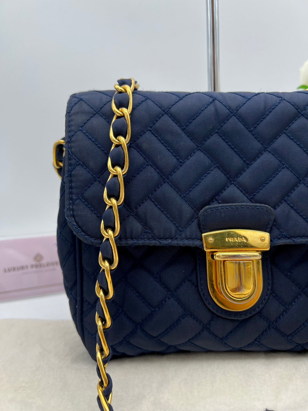 PRADA QUILTED CHAIN NYLON SHOULDER BAG