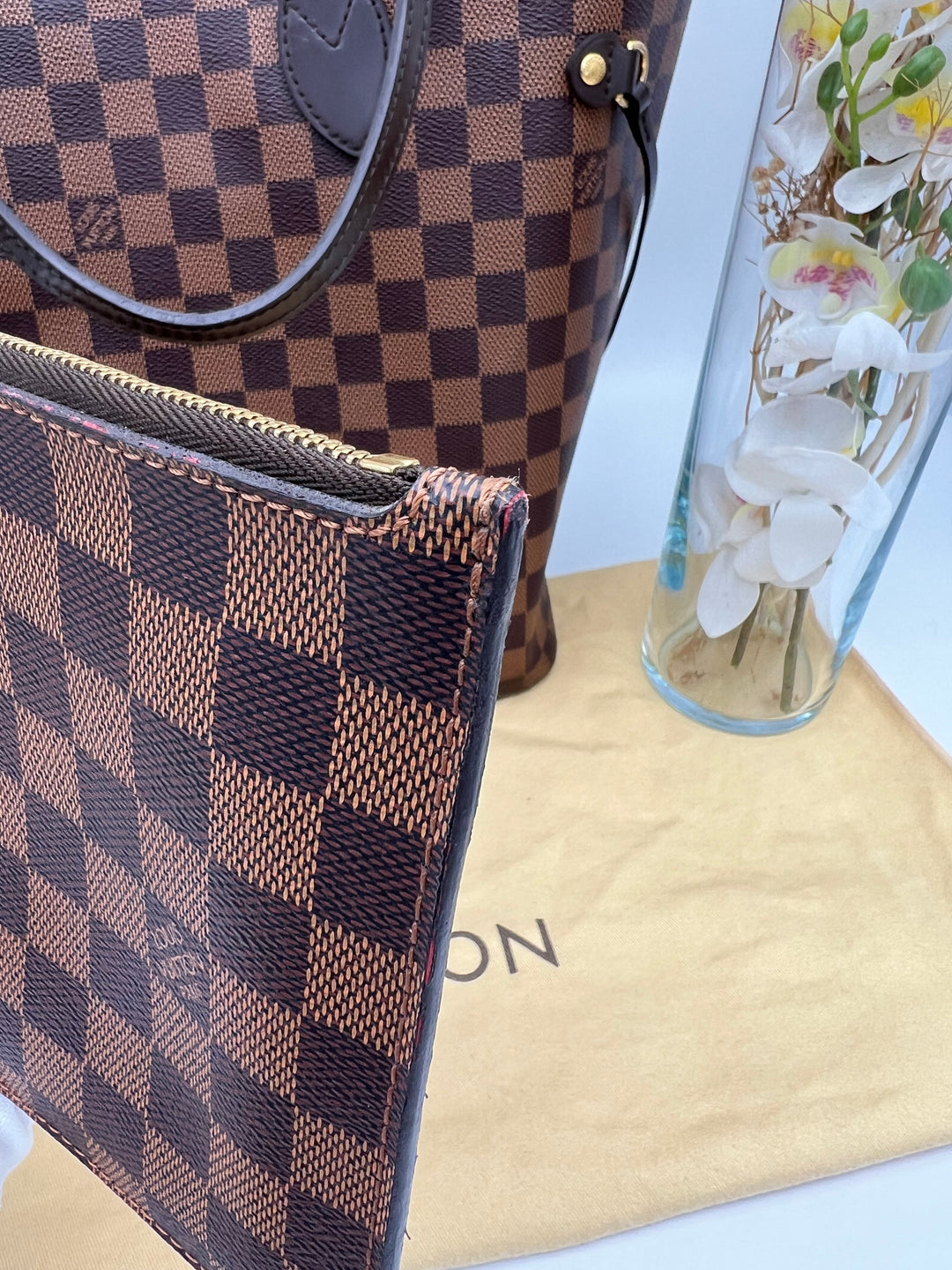 LOUIS VUITTON NEVERFULL MM DAMIER W/ POUCH
