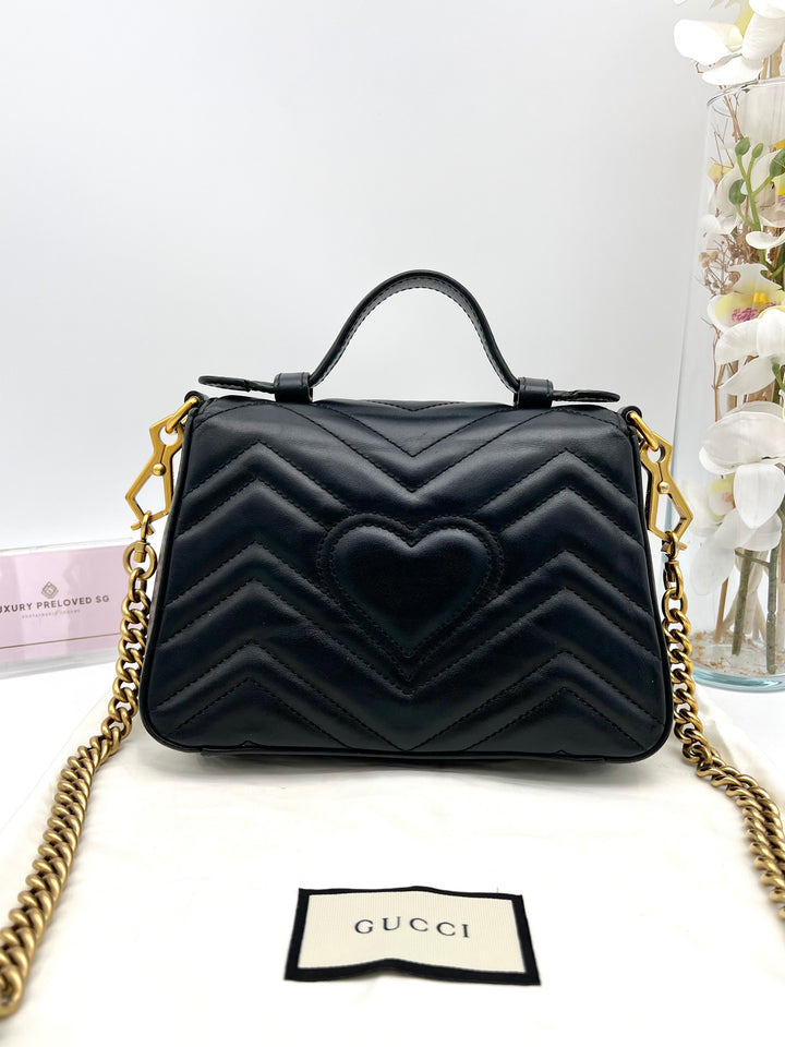 GUCCI GG MARMONT TOP HANDLE MINI CHAIN SHOULDER BAG
