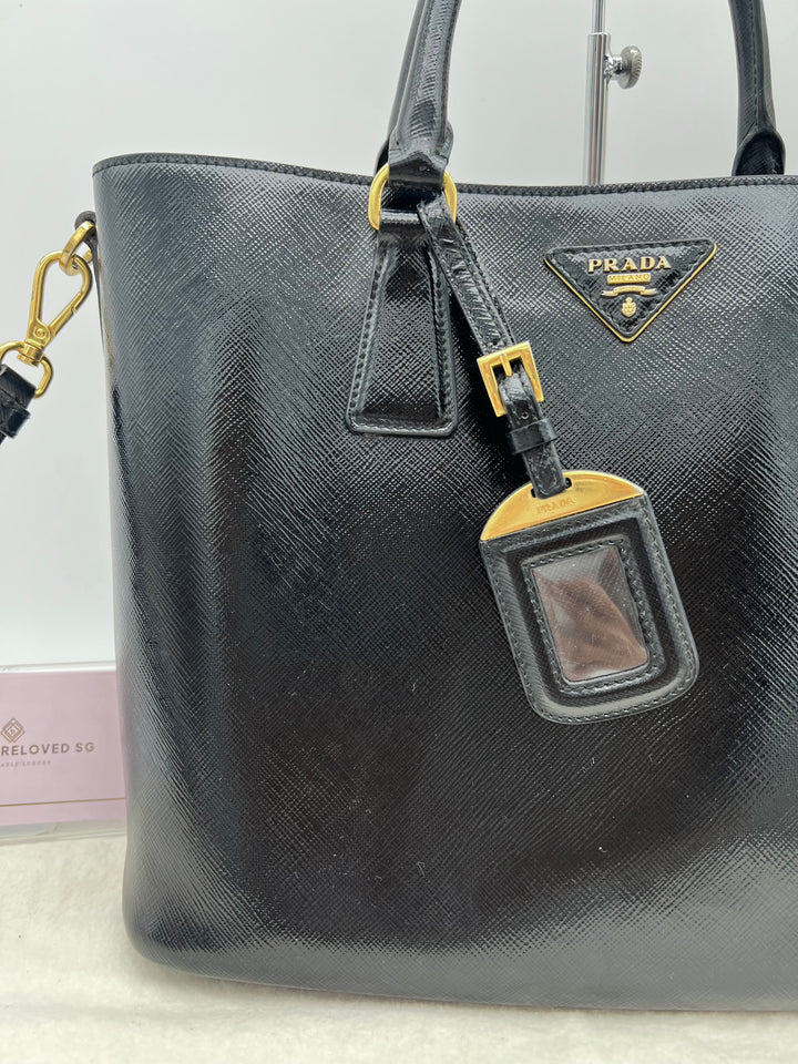 PRADA SAFFIANO VERNICE 2 WAY BLACK