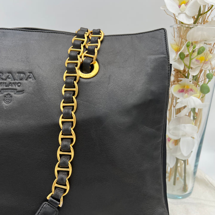 PRADA QUILTED LEATHER CHAIN BAG