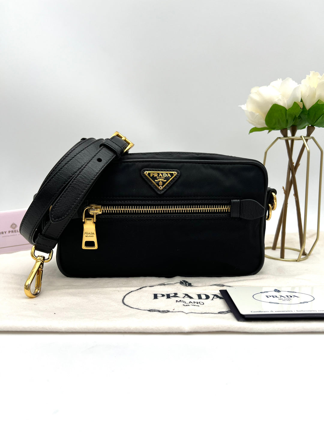 PRADA NYLON AND SAFFIANO CAMERA BAG