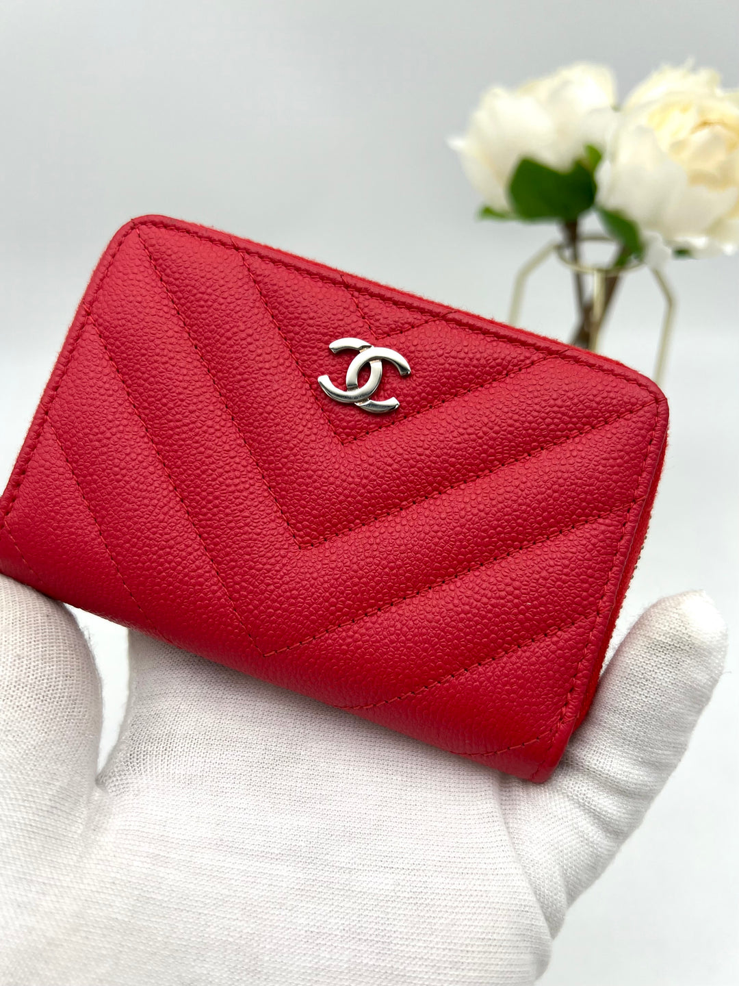 CHANEL CHEVRON ZIP COIN WALLET
