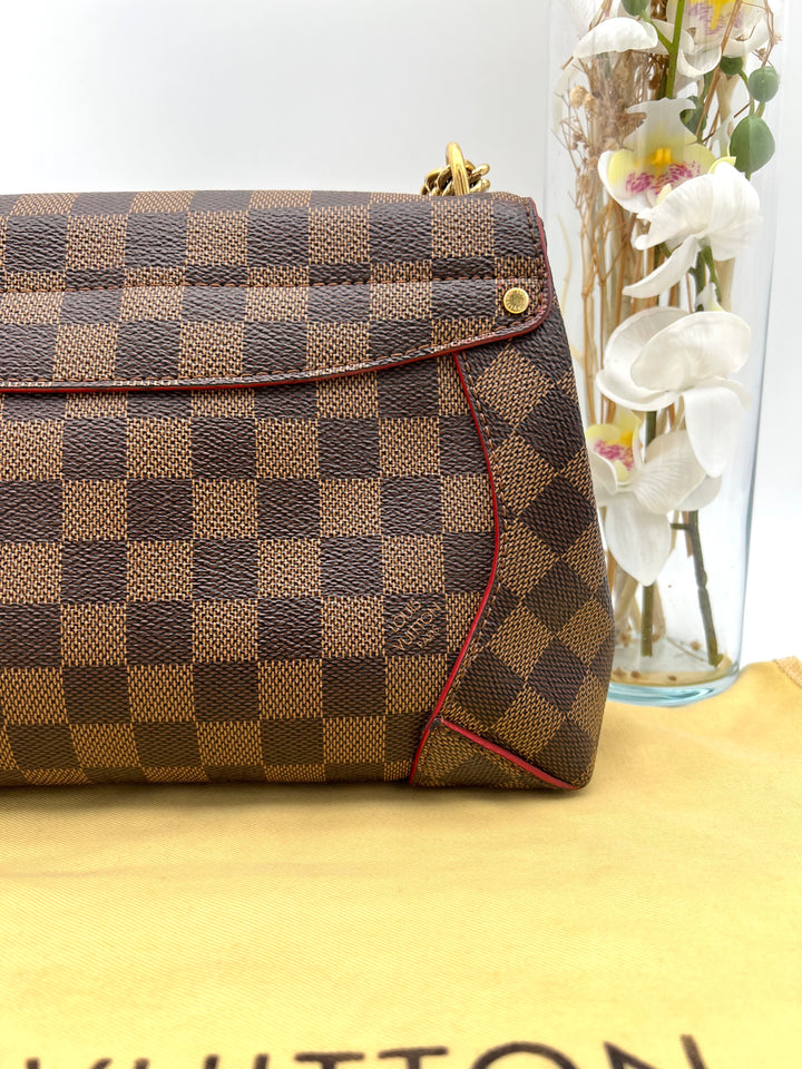 LOUIS VUITTON DAMIER EBENE CAISSA CLUTCH CHERRY