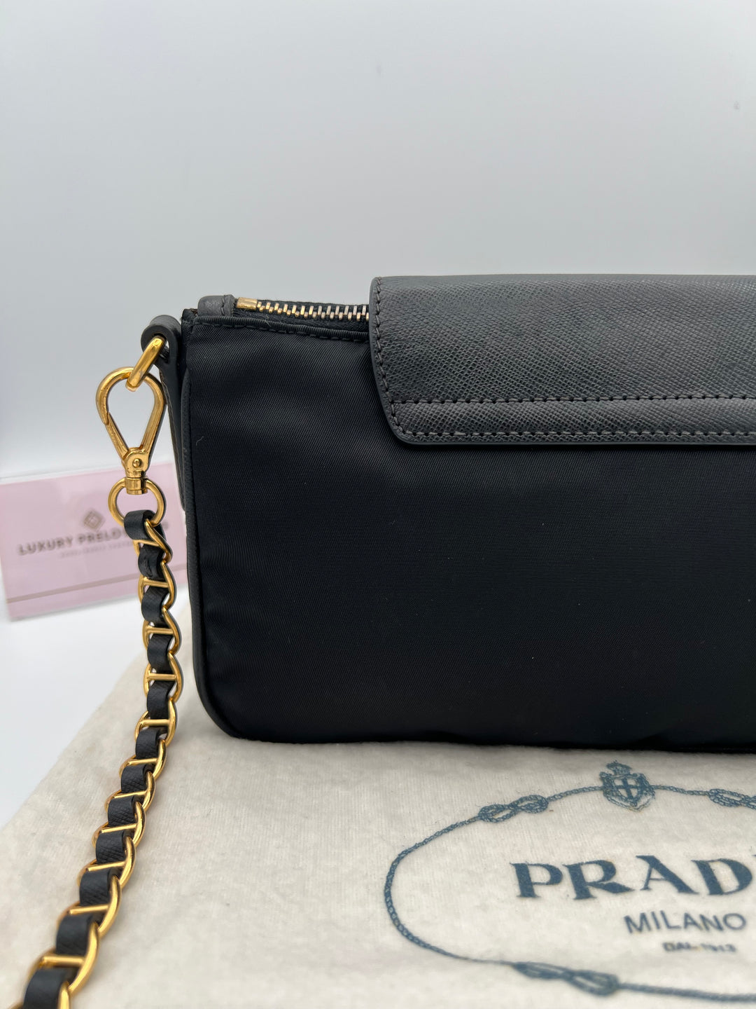 PRADA SAFFIANO NYLON CHAIN BAG