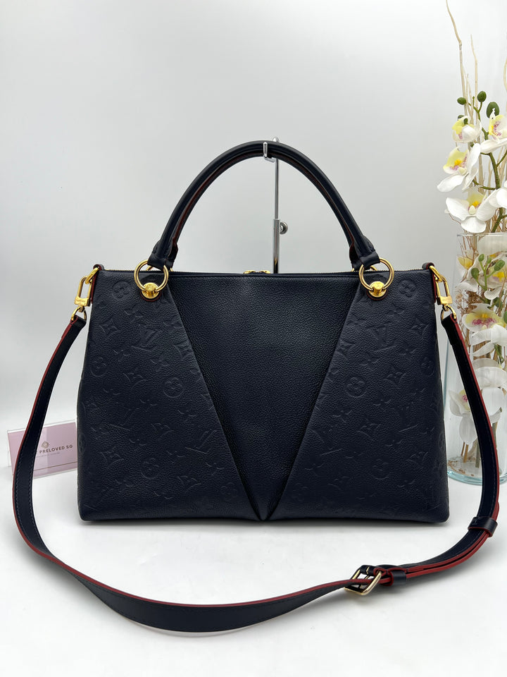 LOUIS VUITTON V TOTE MARINE ROUGE MM EMPRIENTE
