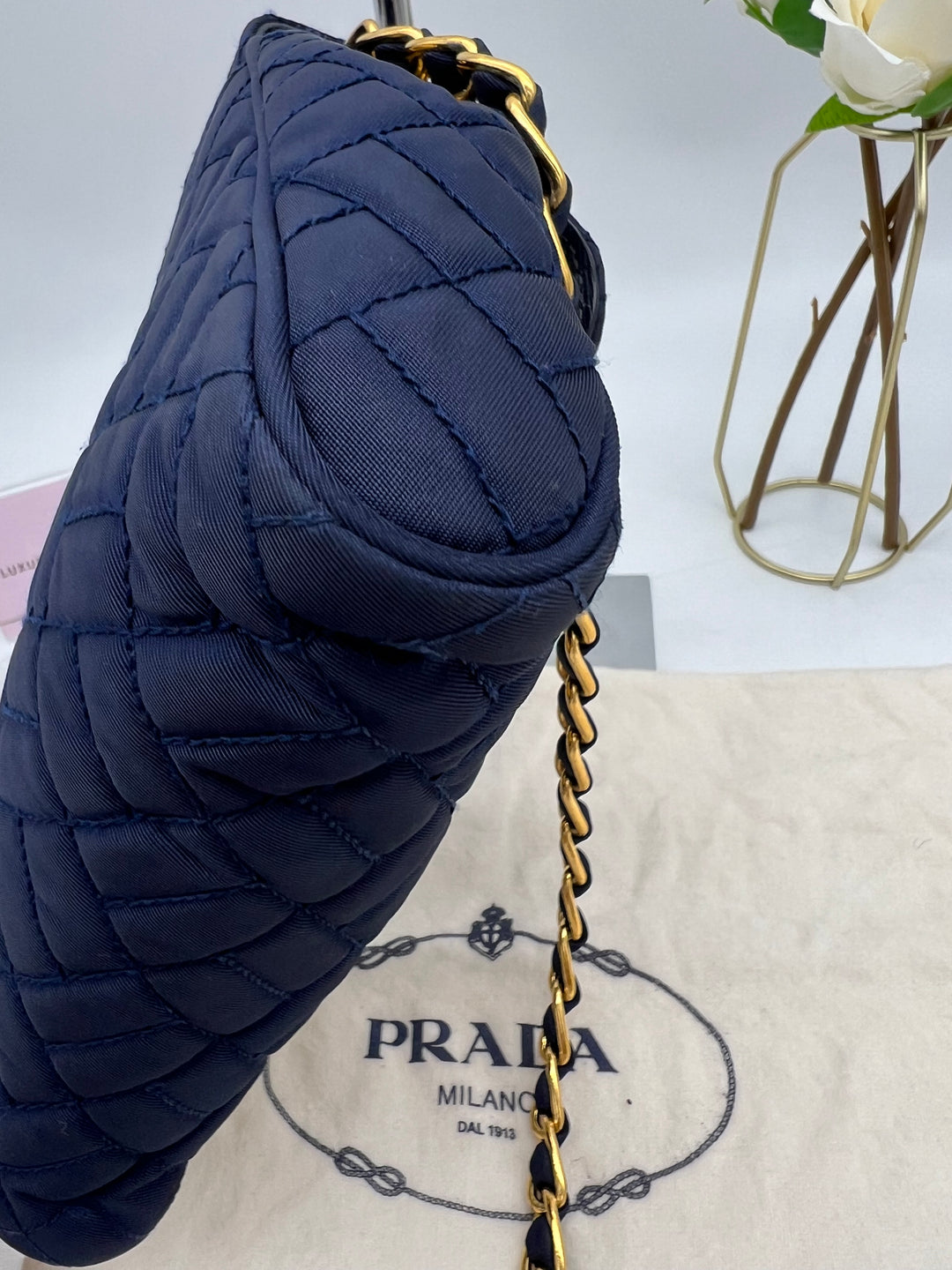 PRADA QUILTED CHAIN NYLON SHOULDER BAG