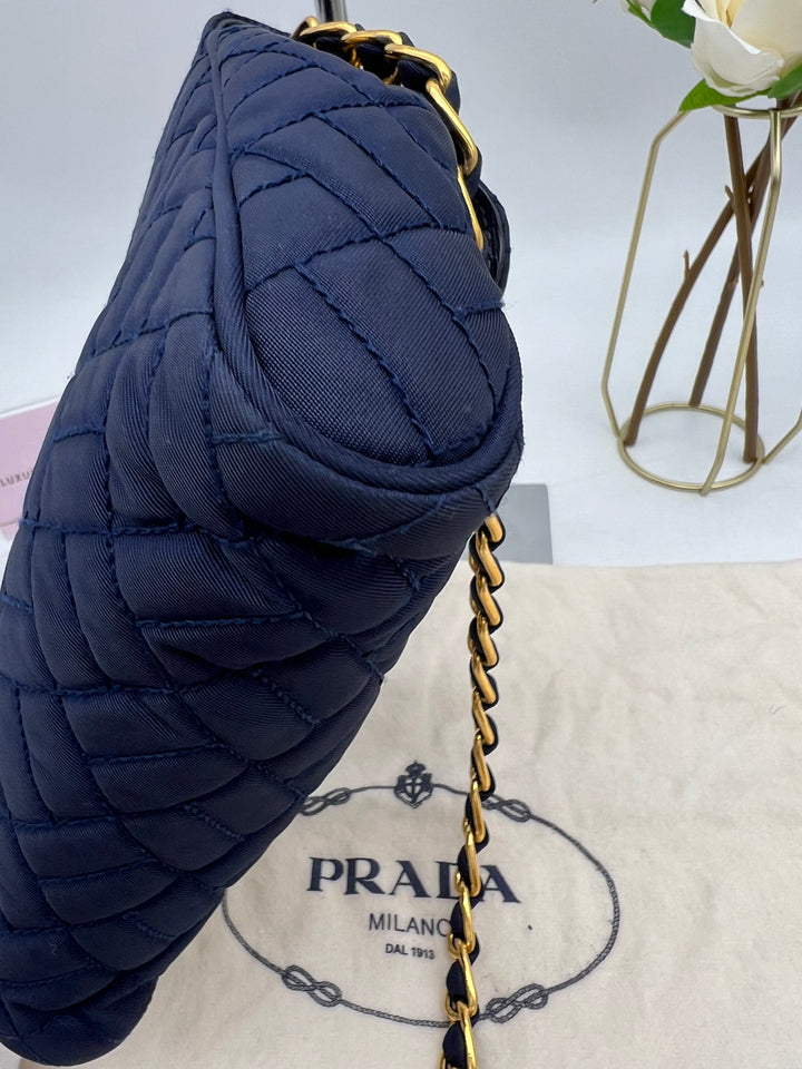 PRADA QUILTED CHAIN NYLON SHOULDER BAG