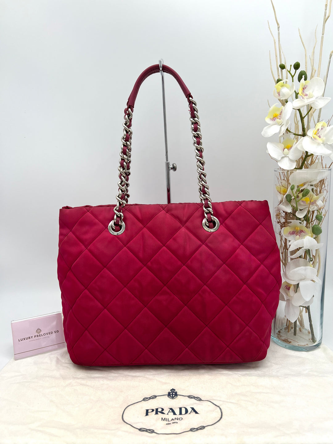 PRADA QUILTED TESSUTO CHAIN SHOULDER BAG