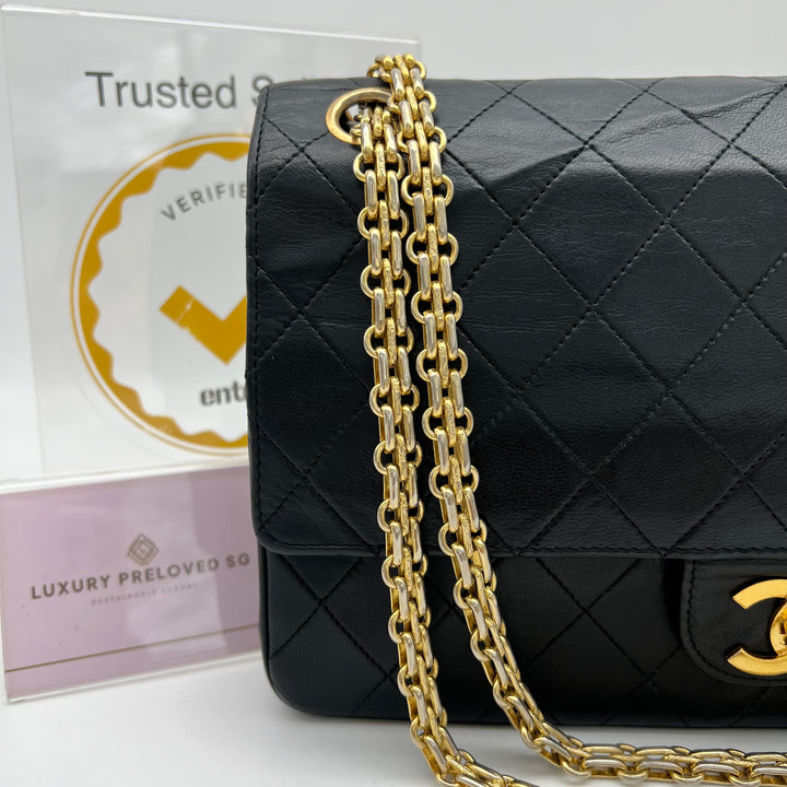 CHANEL LAMBSKIN DOUBLE FLAP BIJOUX CHAIN