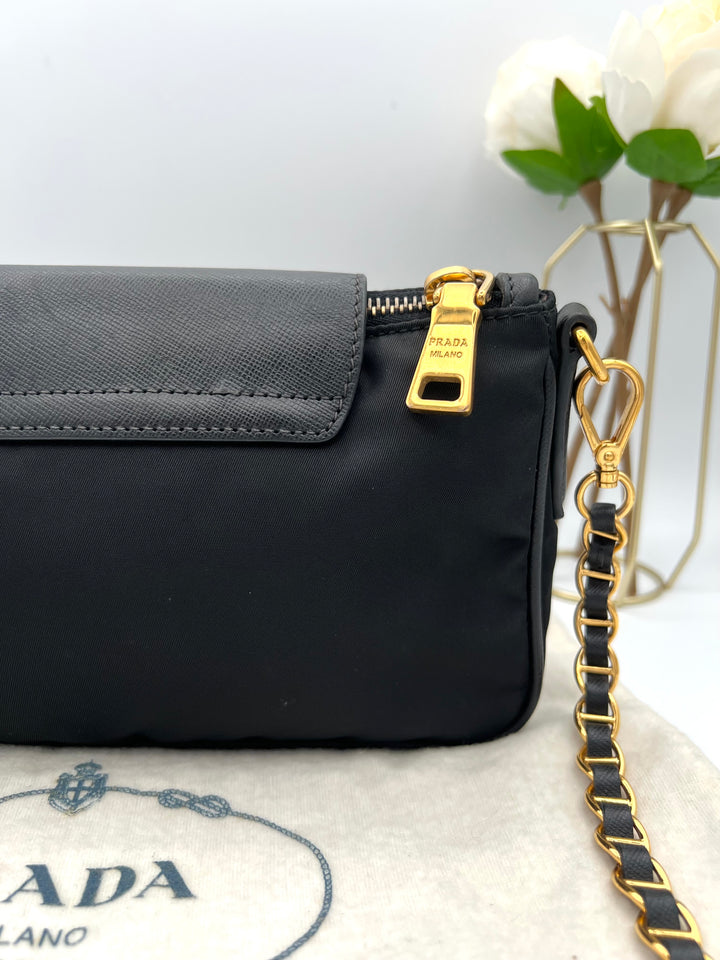 PRADA SAFFIANO NYLON CHAIN BAG