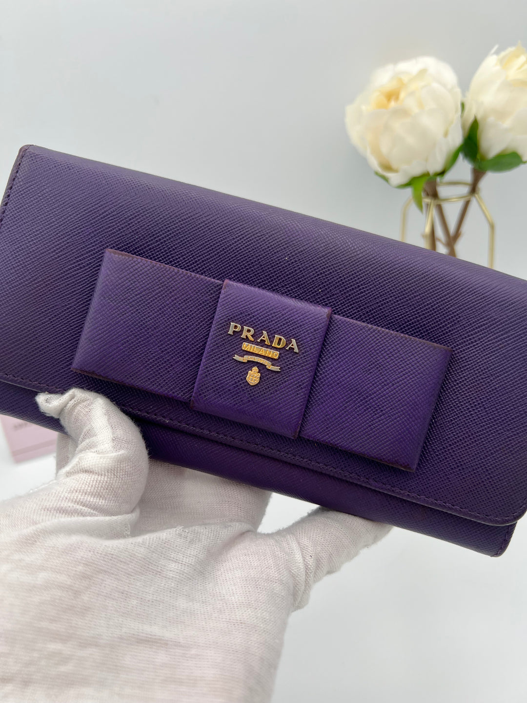 PRADA WALLET RIBBON SAFFIANO LEATHER