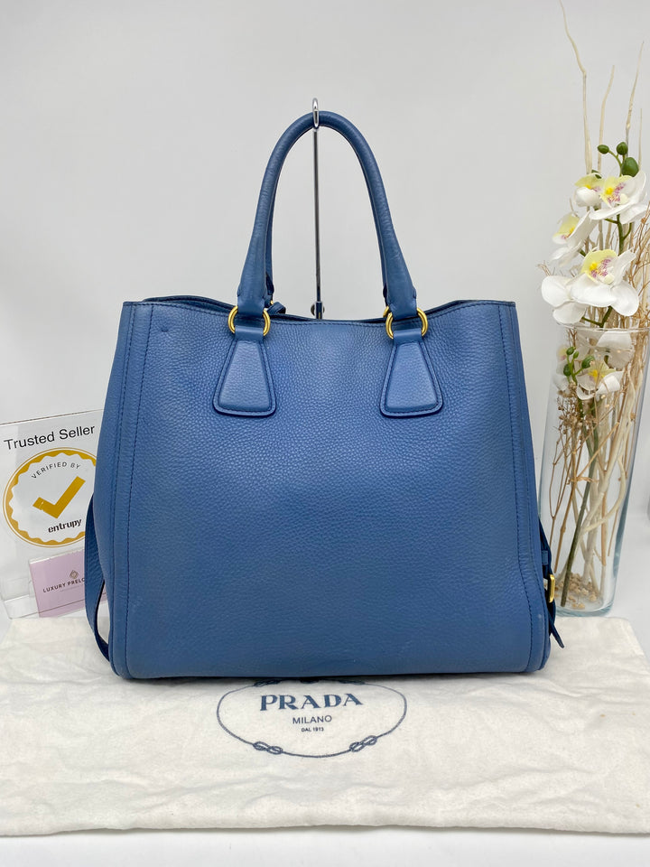 PRADA BLUE LEATHER DAINO 2 WAY BAG