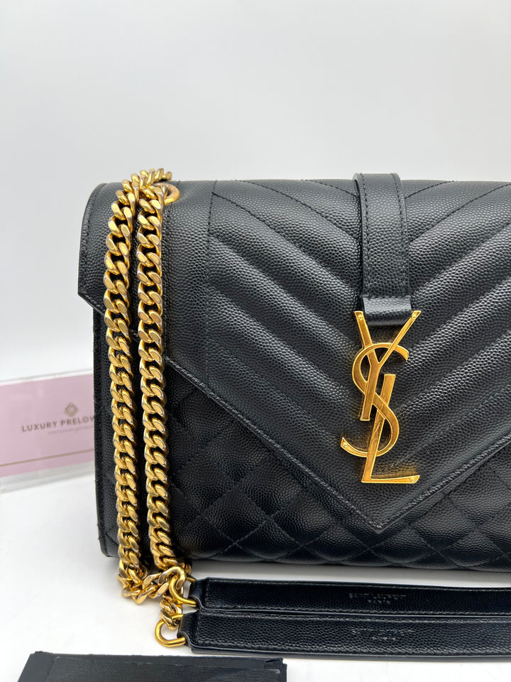 YVES SAINT LAURENT MEDIUM ENVELOPE LEATHER GHW