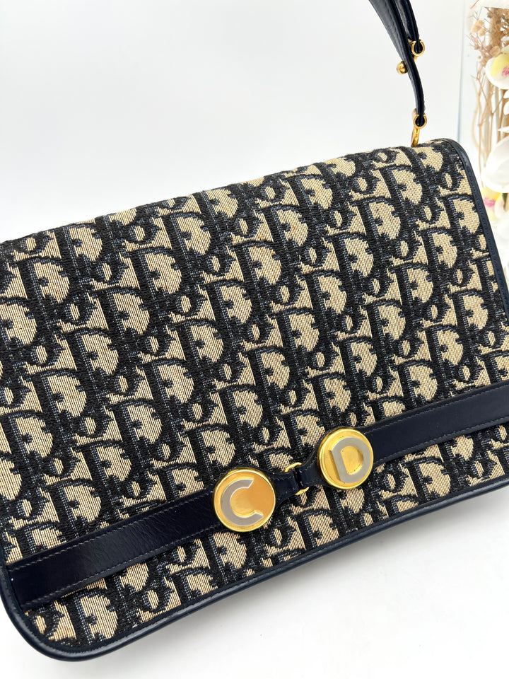 CHRISTIAN DIOR TROTTER CANVAS SHOULDER BAG