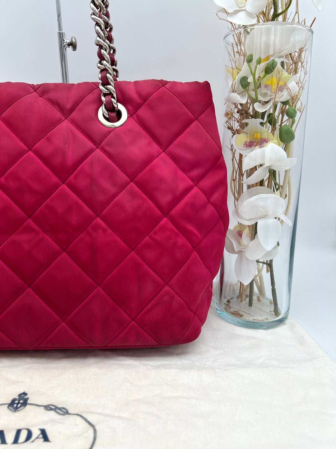 PRADA QUILTED TESSUTO CHAIN SHOULDER BAG