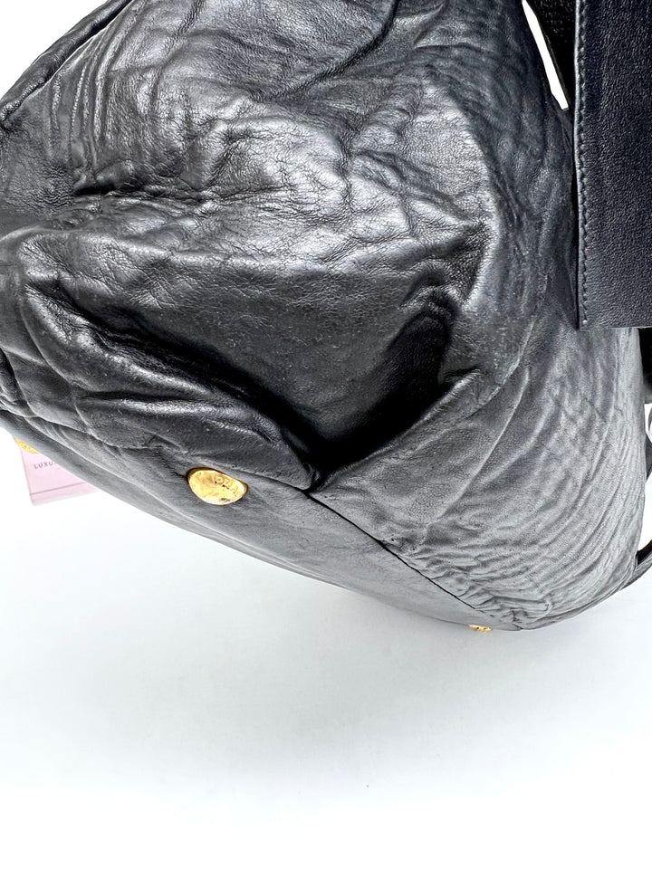 PRADA RIBBON LEATHER SHOULDER BAG