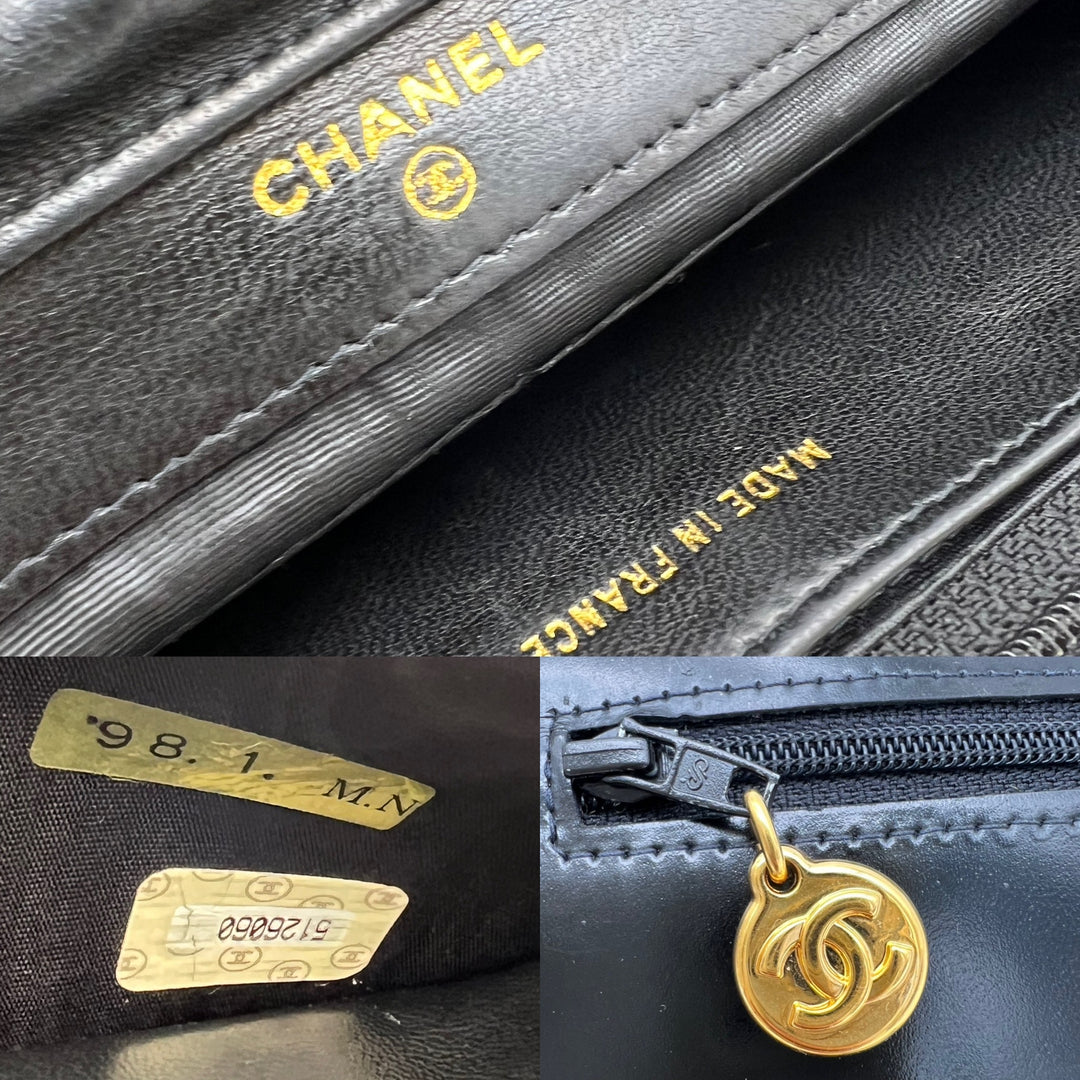 CHANEL TIMELESS WALLET ON CHAIN BLACK PATENT