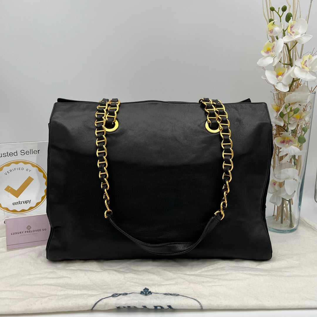 PRADA QUILTED LEATHER CHAIN BAG