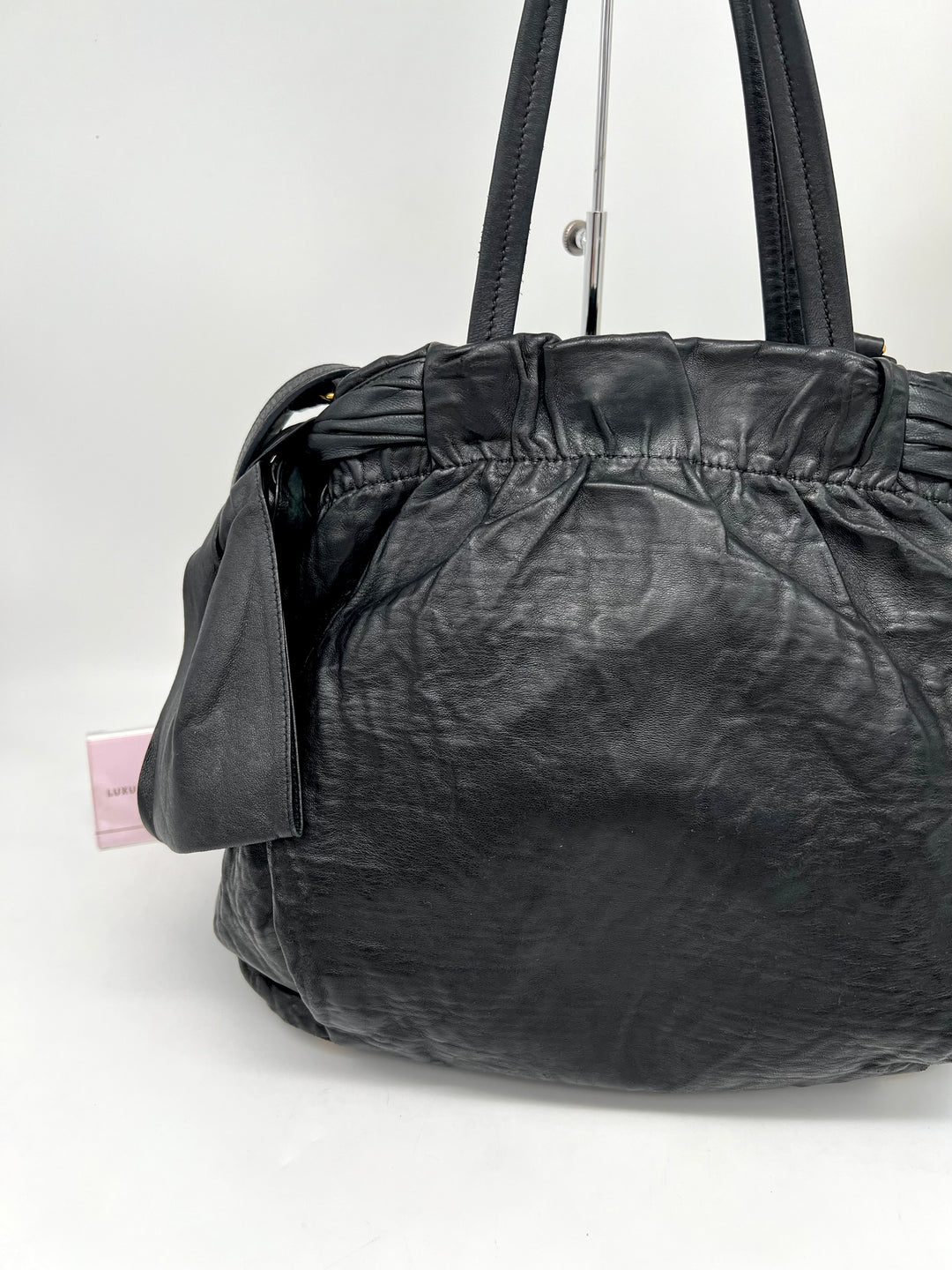 PRADA RIBBON LEATHER SHOULDER BAG