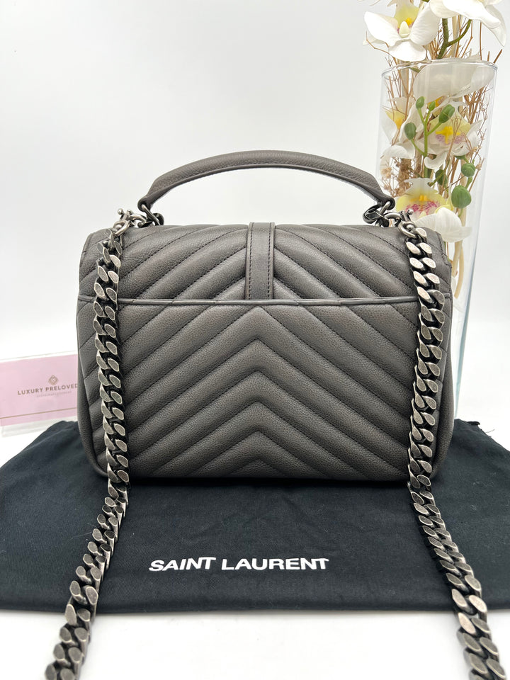 YVES SAINT LAURENT COLLEGE CHEVRON QUILTED BAG SHW MEDIUM