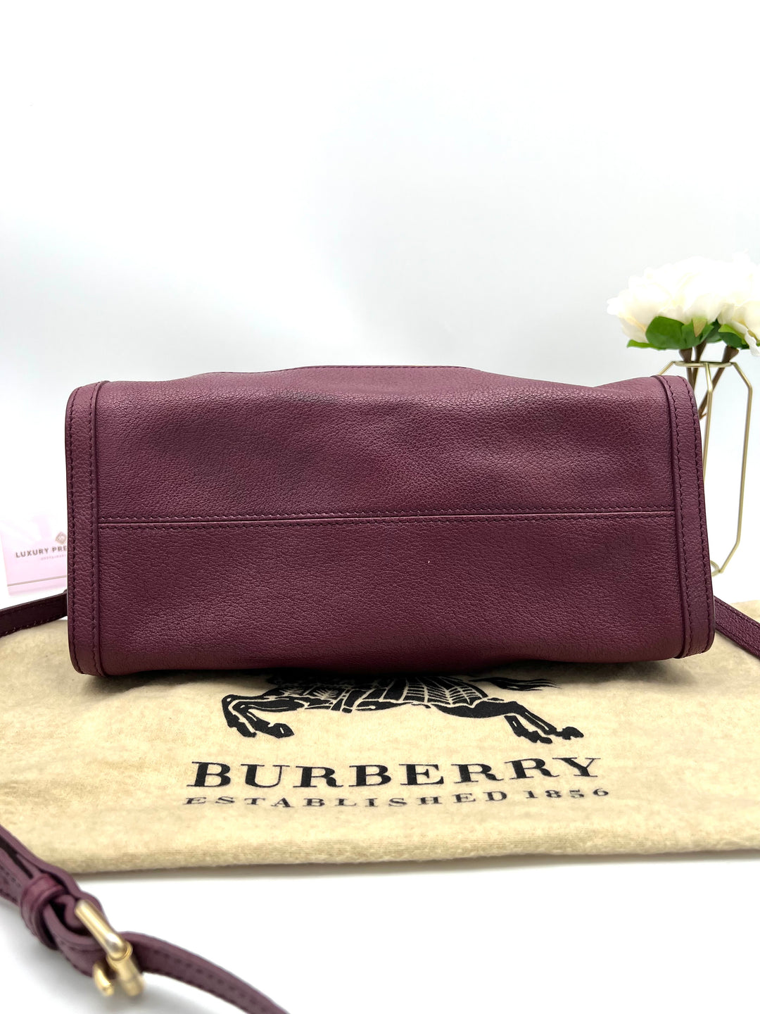 BURBERRY LONDON PURPLE GRAINED SMALL SHOULDER BAG