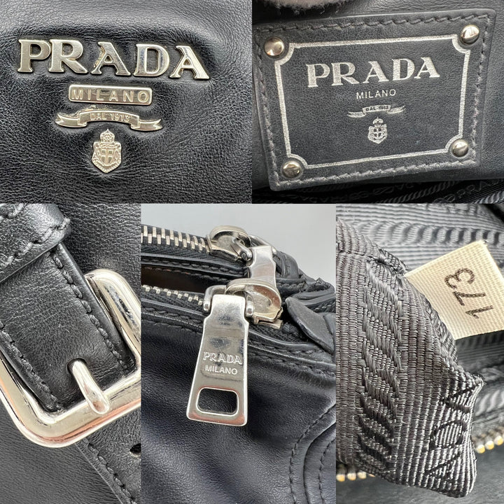 PRADA SOFT CALF BLACK LEATHER 2 WAY BAG