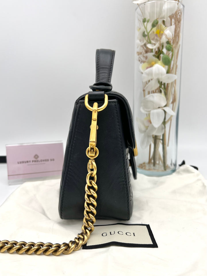 GUCCI GG MARMONT TOP HANDLE MINI CHAIN SHOULDER BAG