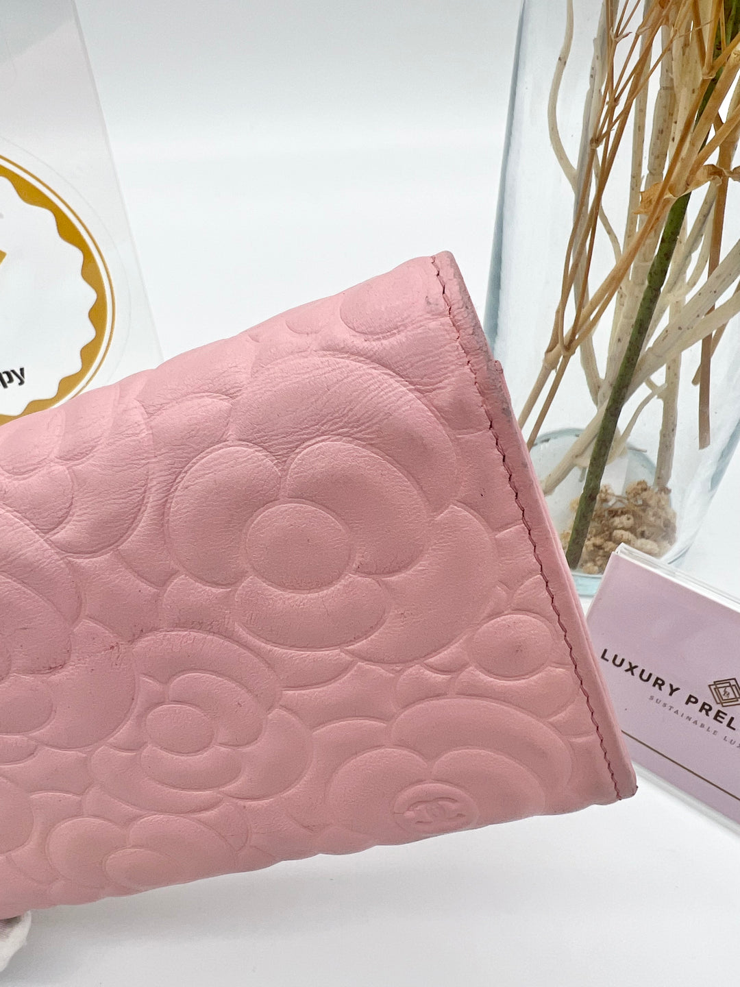 CHANEL CAVIAR CAMELLIA EMBOSSED WALLET