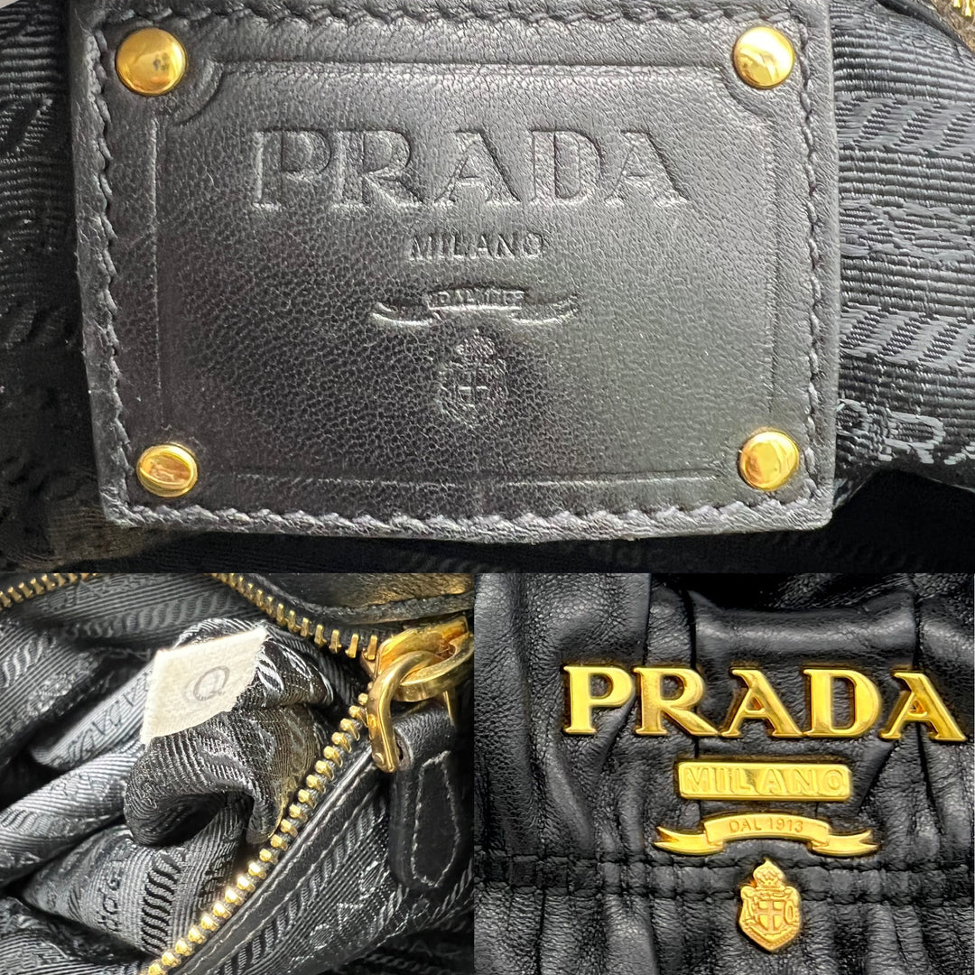 PRADA LEATHER GATHER NAPPA CHUNKY CHAIN SHOULDER BAG