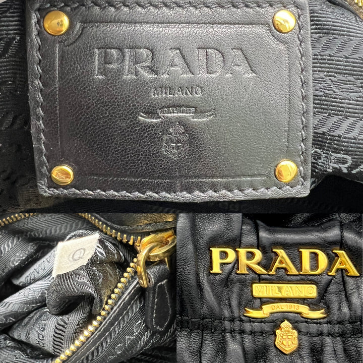 PRADA LEATHER GATHER NAPPA CHUNKY CHAIN SHOULDER BAG