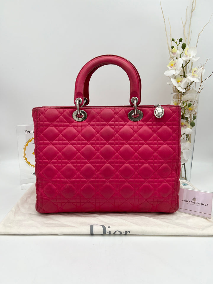 CHRISTIAN DIOR LADY DIOR LAMBSKIN LARGE