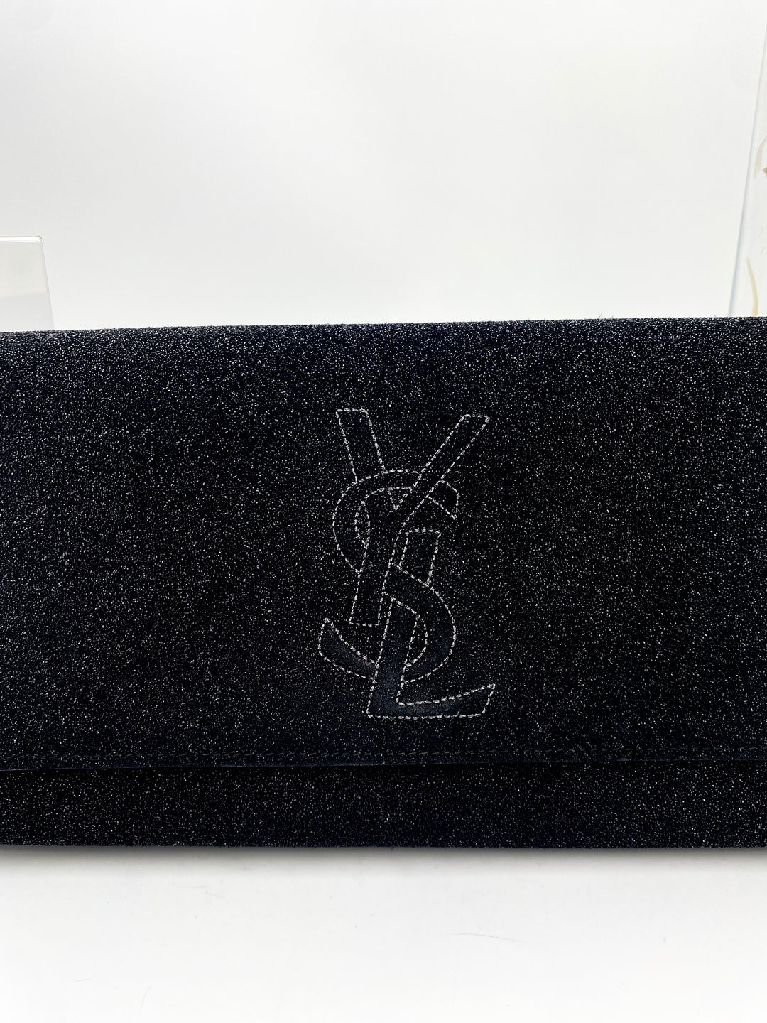 YVES SAINT LAURENT CLUTCH SUEDE GLITTER