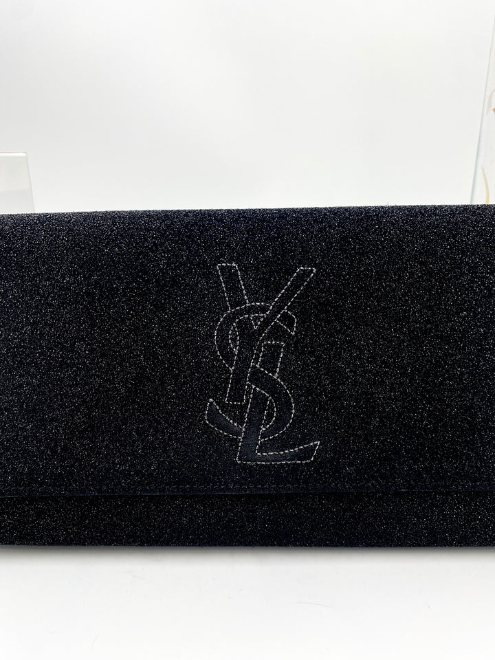 YVES SAINT LAURENT CLUTCH SUEDE GLITTER