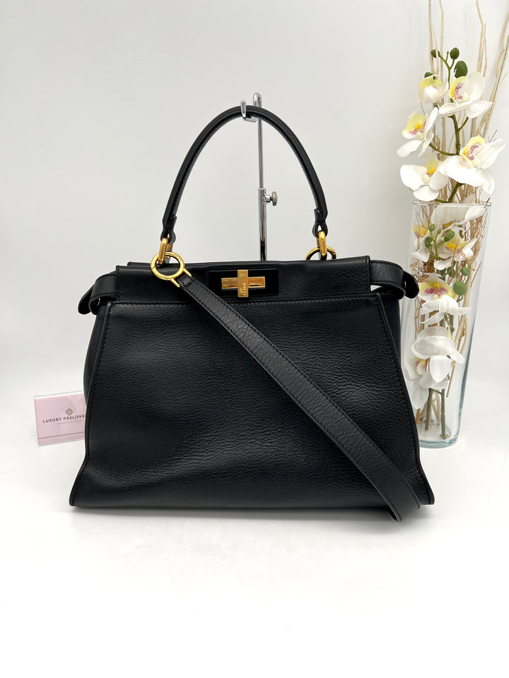 FENDI PEEKABOO SOFT LEATHER BLACK MEDIUM