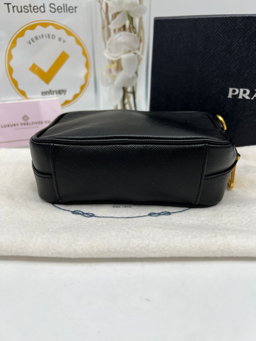 PRADA MINI CAMERA BAG SAFFIANO BLACK