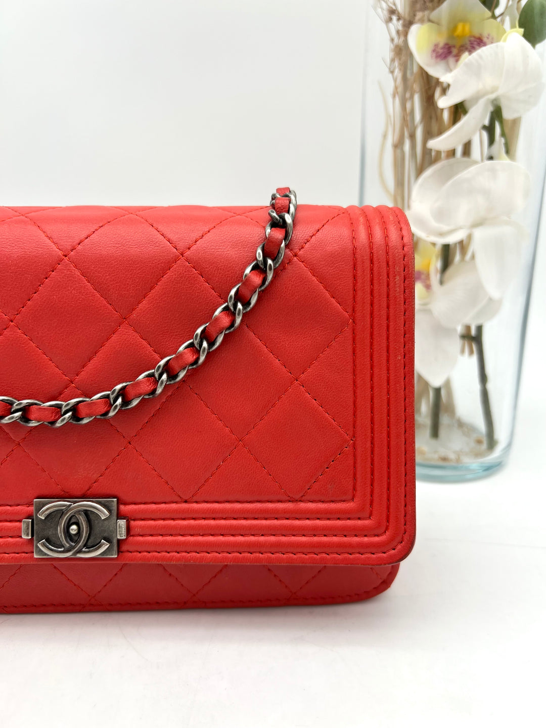 CHANEL BOY WALLET ON CHAIN LAMBSKIN