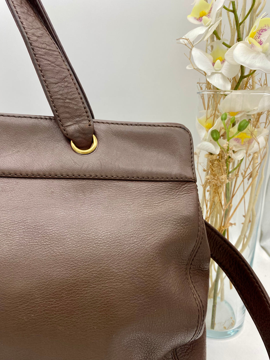 CHANEL BROWN LEATHER NO.7 2 WAY TOTE BAG