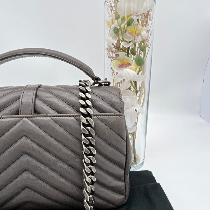 YVES SAINT LAURENT MEDIUM COLLEGE CHEVRON QUILTED WOC BAG