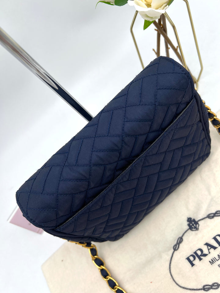 PRADA QUILTED CHAIN NYLON SHOULDER BAG