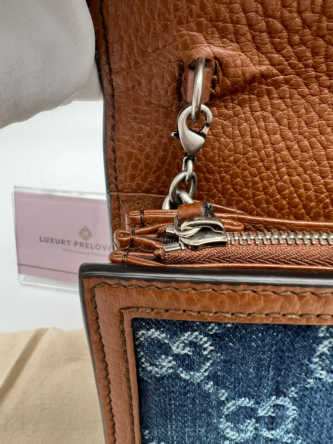 GUCCI DIONYSUS DENIM CHAIN SHOULDER BAG