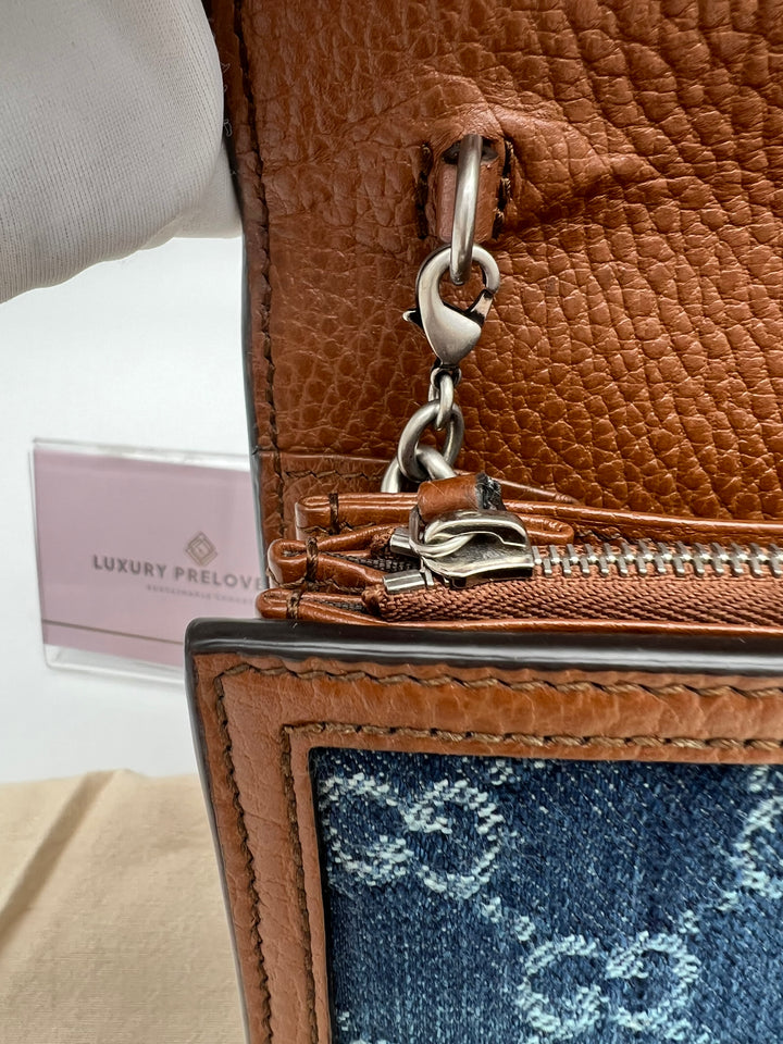 GUCCI DIONYSUS DENIM CHAIN SHOULDER BAG