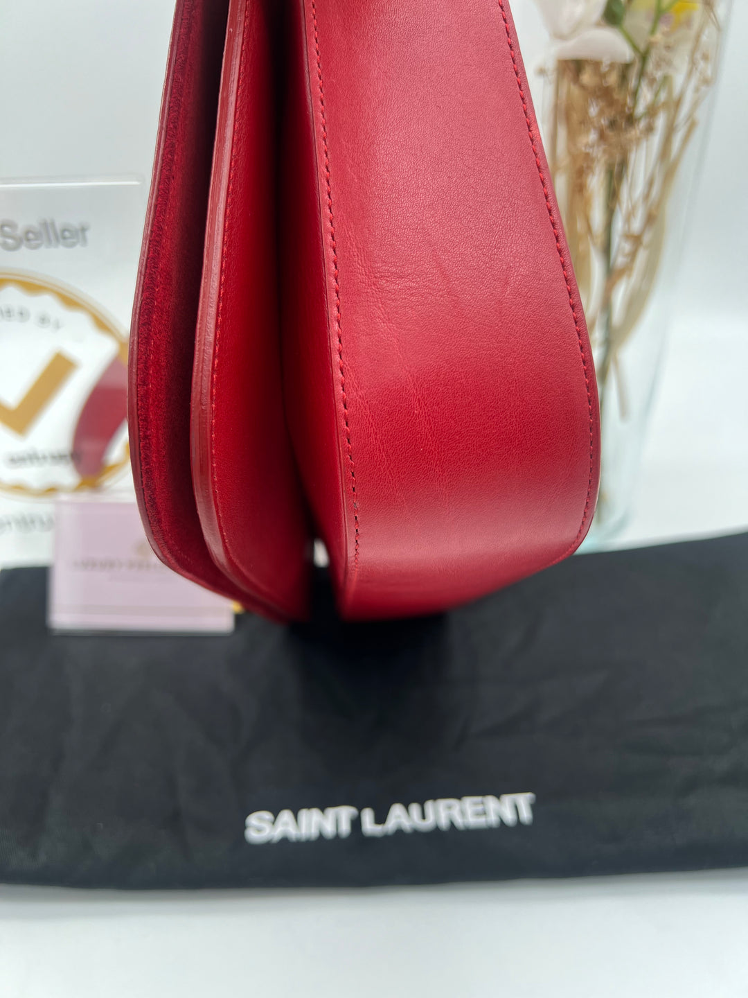 YVES SAINT LAURENT CALFSKIN CLASSIC Y SATCHEL RED