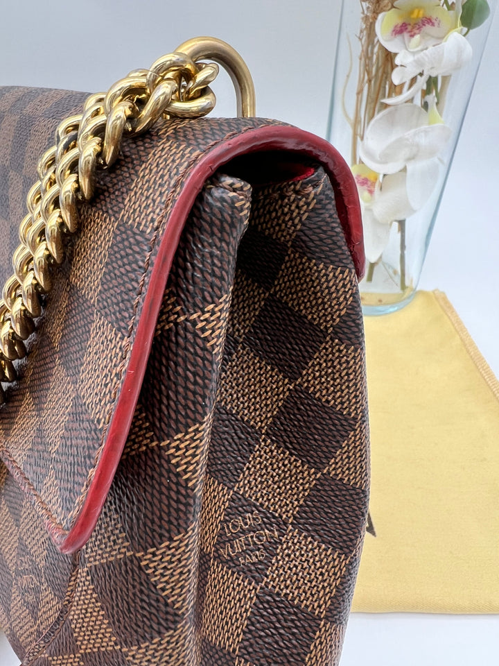 LOUIS VUITTON DAMIER EBENE CAISSA CLUTCH CHERRY