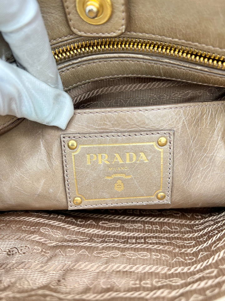 PRADA BEIGE VITELLO SHINE LEATHER