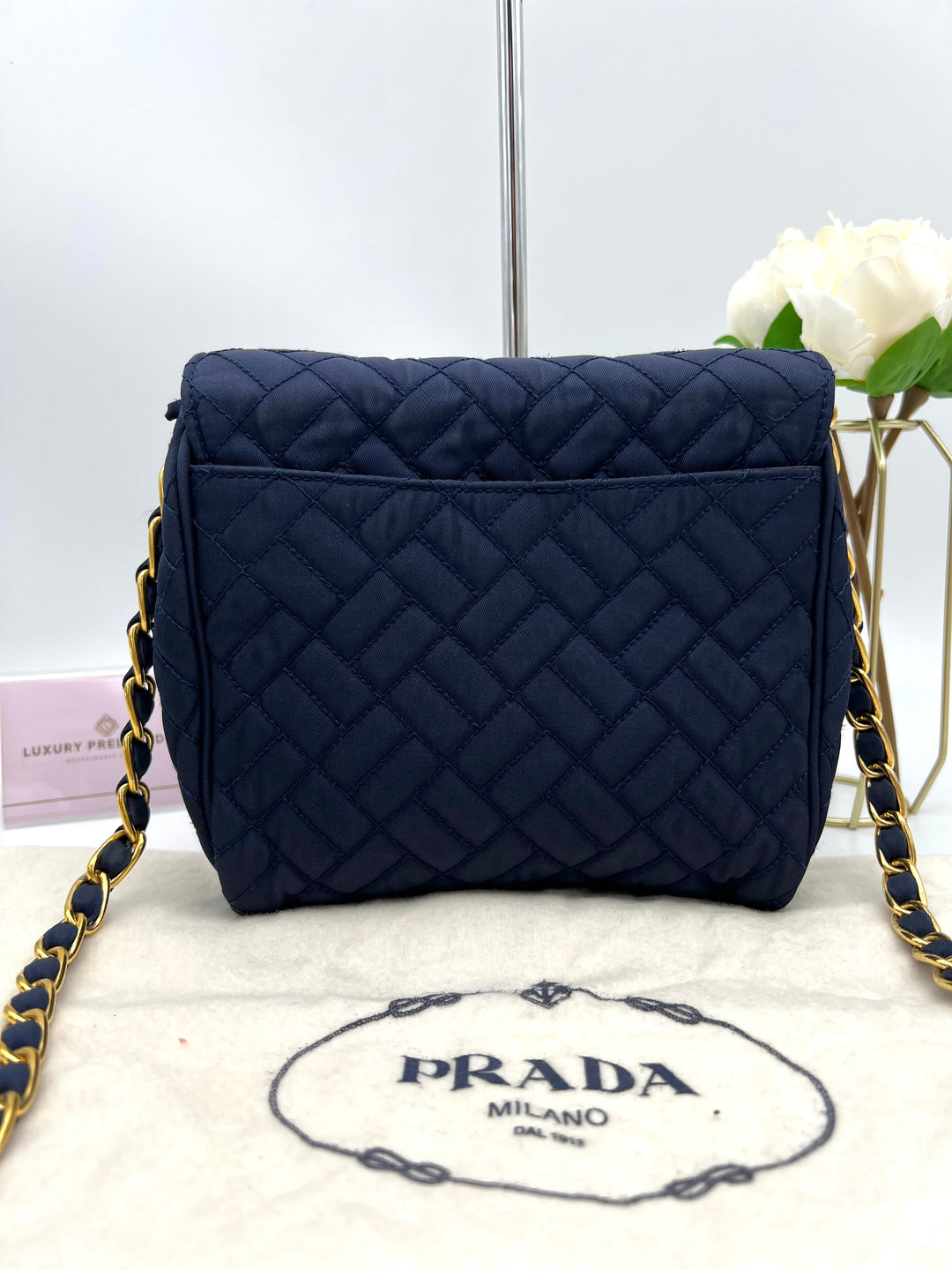 PRADA QUILTED CHAIN NYLON SHOULDER BAG