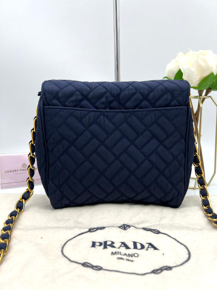 PRADA QUILTED CHAIN NYLON SHOULDER BAG